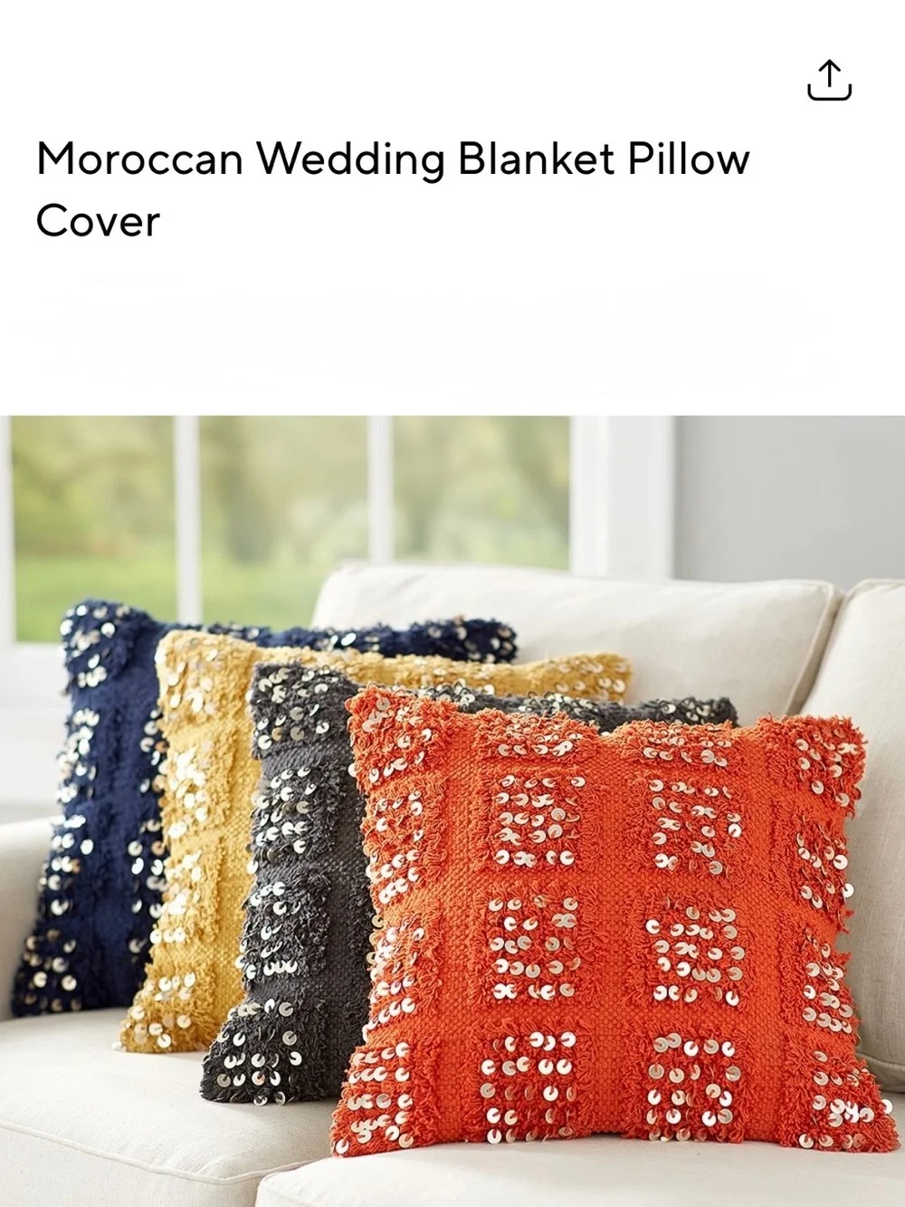 Pottery Barn 18” Moroccan Wedding Blanket Handwoven Gray Pillow Covers SET OF 3